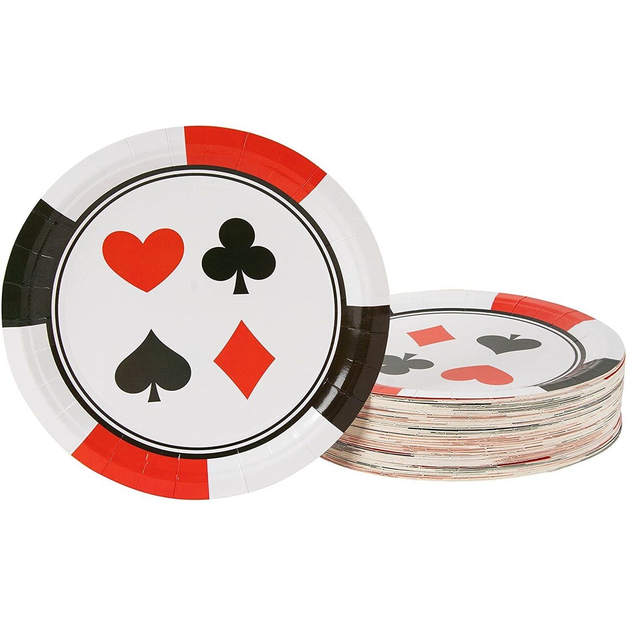Poker &#x26; Casino Card Night Plates - 80 Disposable Dinner Paper Plates 9 x 9 inches